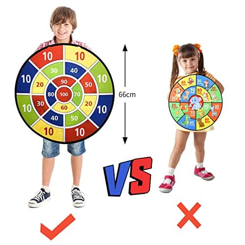 Jeux de Fléchettes pour Enfants, 66cm Jeu de Flechette sûr Double Face, Cible Flechette Jouets de Sport avec Balles Collantes, Jouet Intérieurs et Extérieurs Enfant Cadeau Fille Garçon