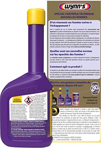 Wynn's Additif Contrôle Technique Diesel - Nettoyant Injecteurs - 325 ML | Réduit les Fumées Noires - Nettoie les Injecteurs Diesel - Aide à Préparer le Véhicule au Contrôle Technique
