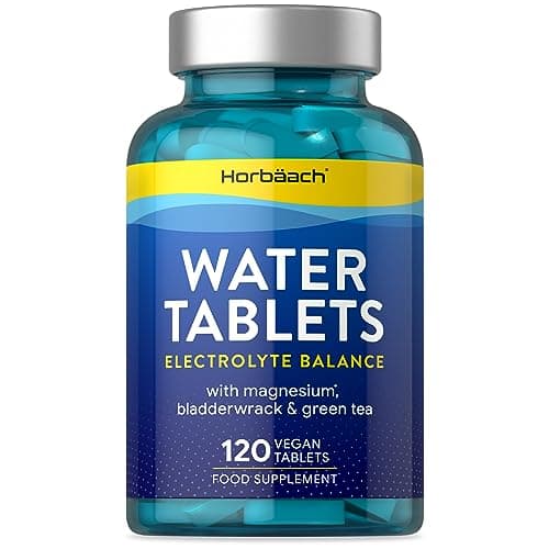 Retention D'Eau Drainant Puissant | 120 Comprimés Vegan | Electrolyte Complex Avec Magnésium Thé Vert et Fucus | Water Balance Supplements | par Horbaach