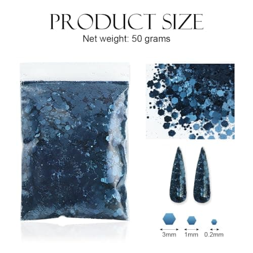 Bieiyhe 50g Glitter Bleu Poudre de Paillettes Loisirs Creatifs Poudre de Paillettes Ongles Chunky Craft Glitter Paillettes pour Nail Art Fine Glitter Paillette Maquillage CosméTiques pour Corps