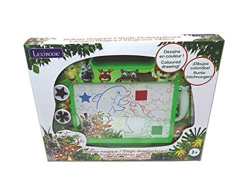 Lexibook- Ardoise Magique Multicolore Animaux, Jouet Artistique et créatif pour Filles et garçons, Magnétique avec Stylet et tampons pour Dessiner, Vert, CRANX550 3 plus ans