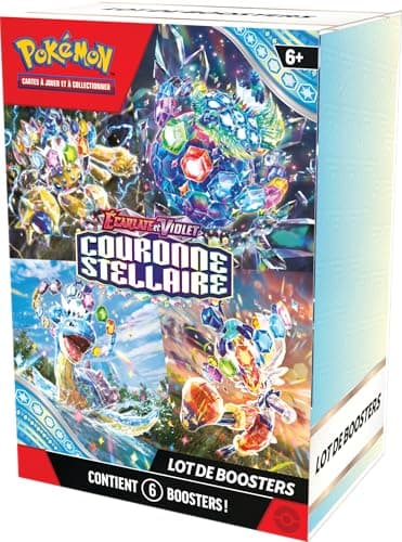 JCC Pokémon : Lot de boosters Écarlate et Violet – Couronne Stellaire (6 boosters)
