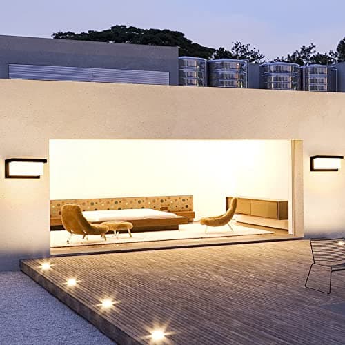 Klighten 2 Piece 24W LED Extérieure Applique Murale, 3000K, IP65 Applique murale étanche, Applique murale en aluminium pour l'intérieur, l'extérieur, la cour, etc. Noir
