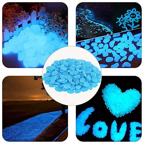 DAZZLEEX Lot de 50 galets phosphorescents pour aquarium Bleu