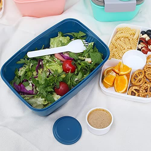 Greentainer To Go Récipient à salade avec bol à salade de 2L, grande boîte à déjeuner Bento avec couvercle, sans BPA, passe au micro-ondes et au lave-vaisselle