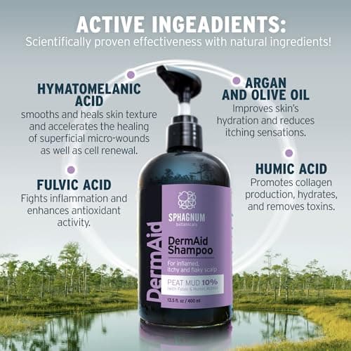Sphagnum Botanicals Shampoing Contre La Dermatite Séborrhéique – Tourbe Pour Traitement Du Cuir Chevelu Sec, Prurigineux Et Floconneux. Aide Aussi À Traiter Pellicules, Psoriasis Et Eczéma. 400 ml