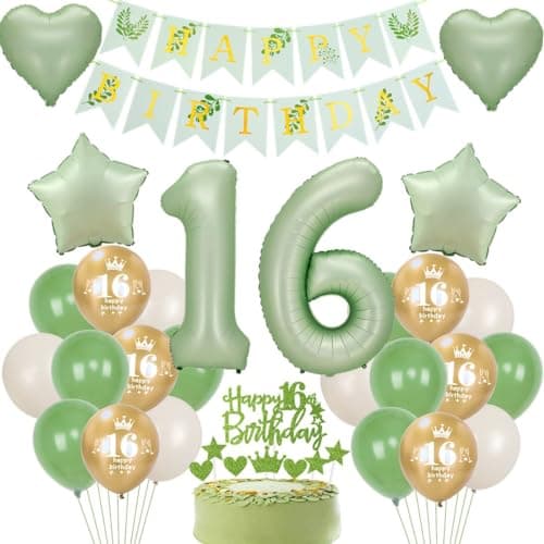 Décoration 16 ans anniversaire fille garçon, Avocat Vert Or Décoration anniversaire 16 fille garçon, Vert Ballon 16 ans anniversaire, 16 ans Vert Décoration fille garçon, Vert ballon 16 ans fille