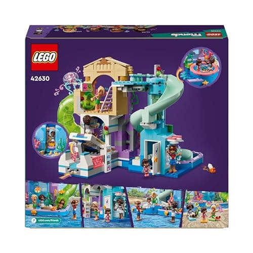LEGO Friends Le Parc Aquatique de Heartlake City - Set de Construction - Jeu Créatif pour Les Enfants dès 8 Ans - Inclut 3 Mini-poupées, Une Micro-poupée, 3 Toboggans et Un Jacuzzi 42630