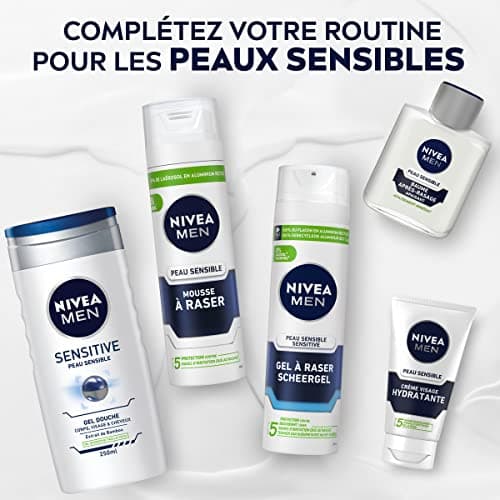 NIVEA MEN Peau Sensible Baume Après-Rasage (1 x 100 ml), Soin Après-Rasage enrichi en Camomille & Hamamélis, Soin visage pour homme 0% d’alcool pour peaux sensibles