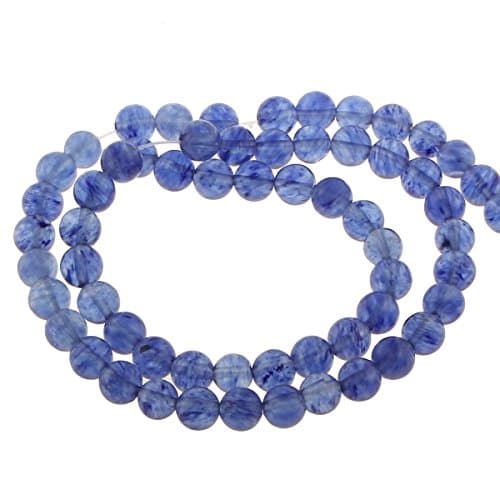 Perles rondes en quartz bleu pastèque 4 mm, 6 mm, 8 mm, pastèque - Collier de perles (4 mm)