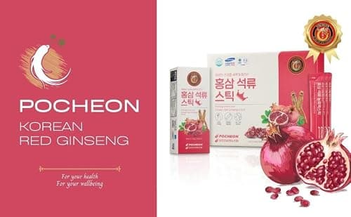 Pocheon - Bâton d'extrait de ginseng rouge coréen et de grenade - 300 ml (10 ml x 30) - Panax coréen - Support immunitaire naturel - Sans sucre ajouté