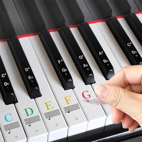 IBXWMNG Stickers de Clavier de Piano Détachables, pour 37/49/54/61/88 Touches, Notation Musicale Facile, Convient Aux Adultes, Enfants et Débutants(Noir)