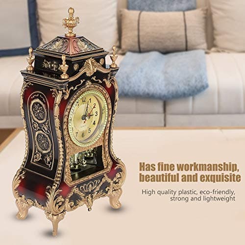 Haokaini Horloge de Bureau Vintage Rétro de Style Européen Horloge de Table Antique en Plastique Réveil Bureau Réveil pour La Maison Hôtel Salon Chambre Bureau Décor
