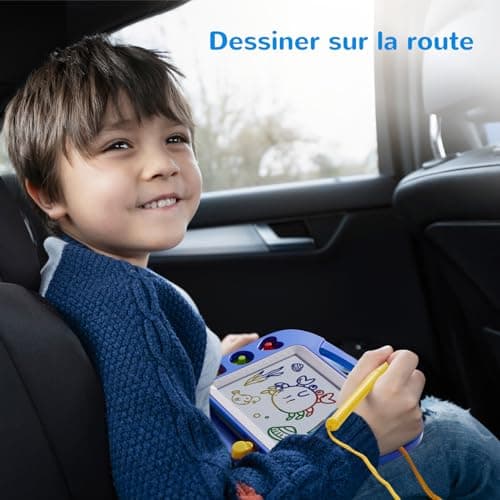 SGILE Tablette à Dessin Magnétique pour Enfants, Ardoise Magique Effaçable et Colorée avec Stylo Magnétique, Tableau Magique avec Trois Tampons, Jouet de Voyage, Cadeau d'anniversaire, Bleu