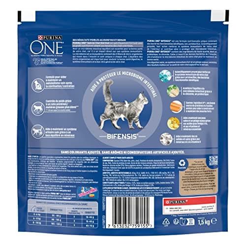 PURINA ONE Bifensis Chat Stérilisé Croquettes au Saumon pour Chats Adultes Sac de 1,5kg | Lot de 6