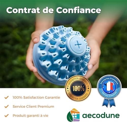 aecodune 2 Ans de Lessive Ecologique Economique - 240 Lavages Boule - Machine a Laver - Perles de Linge Poudre Naturelle Zero Dechet - Hypoallergenique Citron - Anti Calcaire