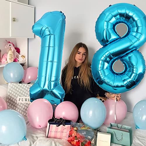 Ballons Chiffre de 18 ans - 101 CM Ballon Anniversaire Décoration d'anniversaire Ballon Helium Anniversaire Ans Deco Anniversaire