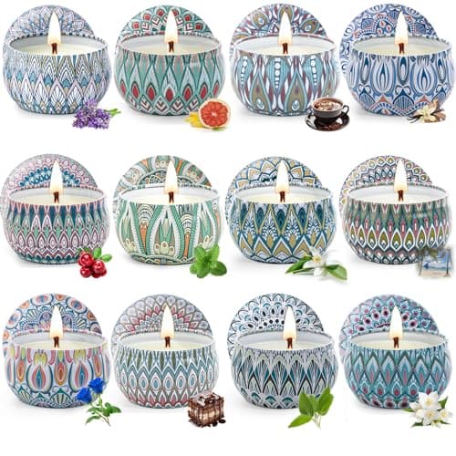 Yinuo Candle Coffret Cadeau de Bougies Parfumées pour Femmes, 12 * 2,5 Oz de Bougies Aromathérapie en Cire de Soja - Idéal pour la Fête des Mères, Noël, Anniversaires, Saint-Valentin, Bain, Yoga