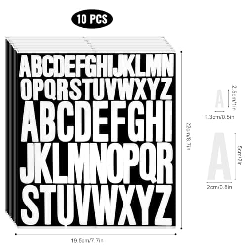 Lettres Autocollantes,10 Feuilles Lettres Majuscules Auto Adhésives Stickers Lettres Alphabet En Vinyle Lettre Adhesive Imperméable Stickers 25/50mm Pour Fenêtre Boîte Aux Lettres Scrapbooking Blanc