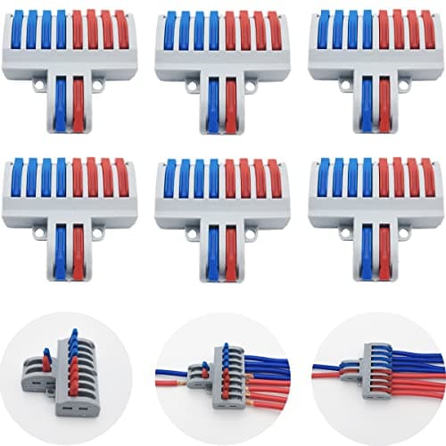 Bornes de Connexion, CESFONJER SPL-82 6 Pcs Connecteurs électriques, Levier-Écrou Fil Connecteurs, Connecteur de fil compact (2 in 8 out)