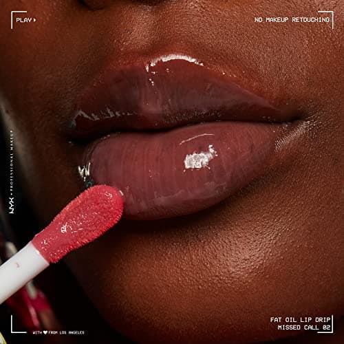 NYX PROFESSIONAL MAKEUP Gloss Huile à Lèvres Fat Oil Lip Drip, Haute Brillance, Fini Non Collant, Hydratation 12H, Applicateur Extra Large, Huiles de Squalane, Mûre & Framboise, Missed Call (02)