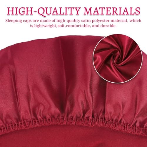 2 Pièces Bonnet Long en Satin pour Fille, Bonnet de Sommeil Chapeau Nuit en Satin à Large Band Élastique Bonnets de Nuit Doux pour Femmes Cheveux Longs Cheveux Bouclés