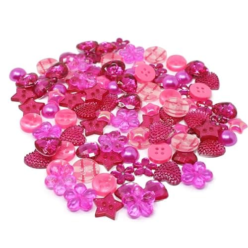 Special Touches Lot de 100 boutons en acrylique et résine pour création de cartes Rose vif