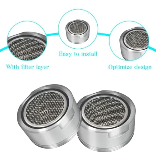 Vordpe Lot de 6 aérateurs M24 en acier inoxydable, 6 joints et 1 clé chromée, filtre de robinetterie pour cuisine et salle de bain