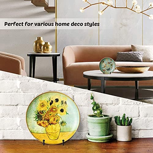 Mocoosy 2pcs Supports de Plaque pour Affichage- 4 Pouces Support de Plaque Noir Le Fer Chevalet Support de Plaque Présentoir d'image Supports de Cadre en métal pour Photo, Vaisselle et Art de Table