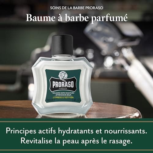 Proraso | Baume après-rasage Cypress & Vetyver (flacon de 100 ml) – Baume régénérateur et nourrissant pour la peau après le rasage – Fabriqué en Italie