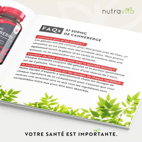 Canneberge Gélules Haute Résistance 37500 mg - 180 gélules Végan - Approvisionnement de 2 mois - Supplément d'Extrait de Canneberge Pur 50:1 - Fabriqué au Royaume-Uni par Nutravita
