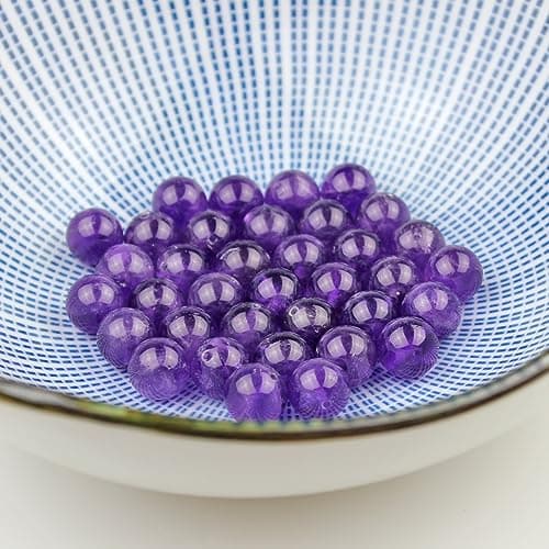 MJDCB 4mm 85 pièces Améthyste Perle Pierre Naturelle Ronde en Vrac Perles Semi Precieuse pour Fabrication de Bijoux de Bracelets et de Colliers