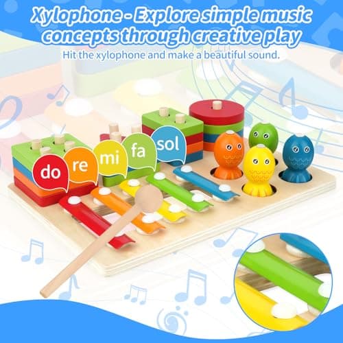 KEARLGMBH 3 en 1 Jeux Montessori 1 an, Jouet Enfant 2 Ans, Jeu Montessori 1 2 3 4 Ans, Jouets à empiler et de tri, Cadeau Bebe Enfant
