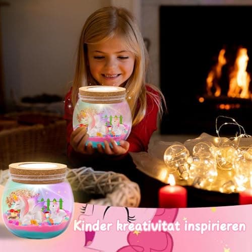 DAOUZL Cadeaux Licorne, Kit de Terrarium Licorne pour Enfant, Licorne Fille Kit Veilleuse, Bricolage Terrarium Plante Licorne Jouet, Kit d'art et d'artisanat, Licorne pour Cadeau Fille 3-12 Ans