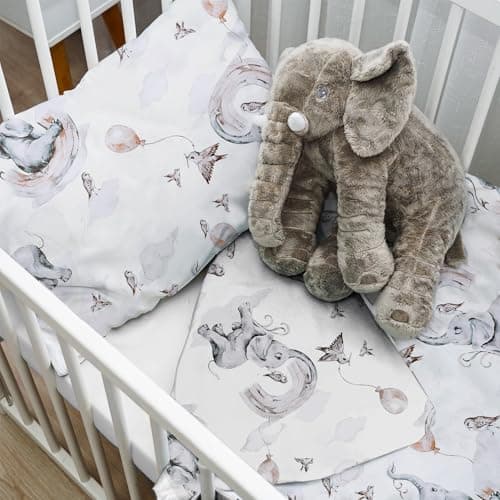 Totsy Baby Housse de Couette Enfant 100 x 135 cm - parures de lit Enfants taie Oreiller 60 x 40 cm en Coton éléphant