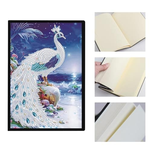 DCIDBEI Diamond Painting lot de 2 Carnet A5 Hibou Blanc Peinture Diamant Carnet de Note Chouette Paon A5 Diamant Painting Carnet de Croquis Filles Journal Intime Femme Adulte 50 Feuilles