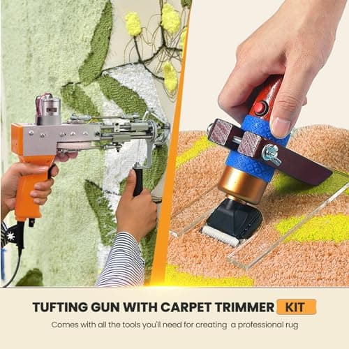 Riiai Kit de démarrage de Pistolet à tufting avec Coupe-Tapis, kit de Fabrication de Tapis, Pistolet à Moquette Cut Pile Loop Pile, Coupe-Tapis, tufting pour Sculpture