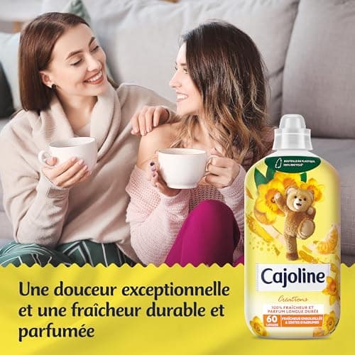 CAJOLINE - Adoucissant en bouteille - 60 lavages - Fraîcheur ensoleillée et zestes d'agrumes - douceur intense et parfum longue durée