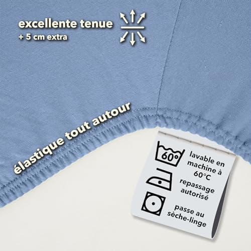 STUDIO Basic Drap Housse 180x200 cm, 100% Coton peigné, certifié Oeko-TEX 100, qualité de Marque, Drap de Matelas 180 x 200 jusqu'à 25 cm, Bleu Moyen
