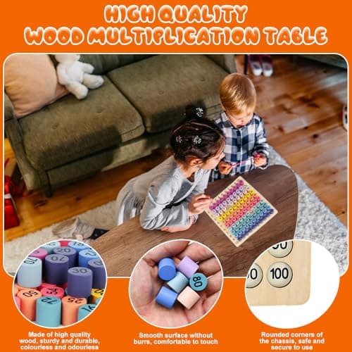 Tableau de Multiplication 1 x 1 Montessori Maths Jouet Éducatif Mathématiques Jeu d'apprentissage des Nombres Montessori Mathématique Jeu De Cartes Jouets Montessori Cadeaux pour Apprendre à Compter
