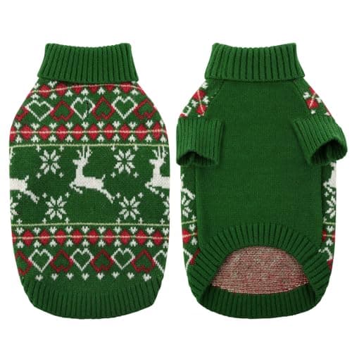 KONVINIT Pull Noel Chien,Hiver Tricot Pull de Noël pour Animaux de Compagnie à Col Roulé Pull-Overs pour Chiens,pour Petit Moyen Grand Chien Chiot
