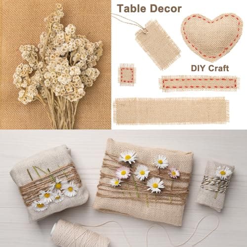 QUARKZMAN 10 Pièces de Rouleau de Tissu en Toile de Jute 30 cm x 300 cm Rouleau de Toile de Jute Naturelle pour Chemins de Table, Protection Contre Mauvaises Herbes, Artisanat de Mariage
