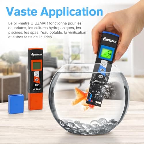 UIUZMAR pH Mètre Testeur pH de Piscine Numérique, Test du pH et de la Température de L'eau, Liquide, Kombucha pH-mètre pour Hydroponie, Aquarium, Spa, Réservoirs à Poissons, RO Système