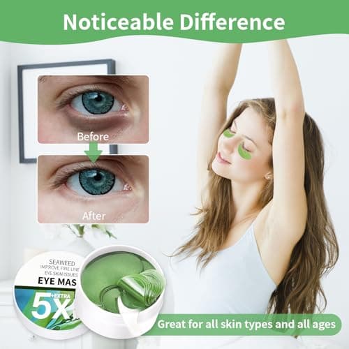 Patch Yeux, 60 Pièces Coussinets pour Les Yeux, Humidité de l’acide Hyaluronique pour Les Cernes, à l’Extrait d’Algues Patchs pour Les Yeux, Soins des Yeux pour Femme
