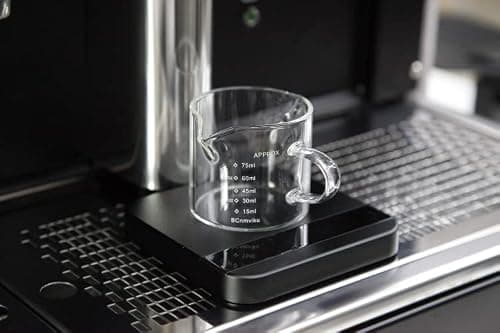SIQITECH 75ml Tasse à Café Expresso en Verre avec Double Bouche Tasse à Café Résistante à la Chaleur Tasse à Mesureur Transparent Graduée Tasse à Lait avec Poignée pour Café Boisson Cocktail Vin