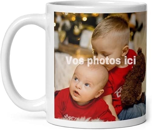 selfiemania - Un mug personnalisé avec 2 photos - personnalisable avec vos photos -cadeau personnalisé - Cadeau d'Anniversaire, souvenir, naissance, collègue