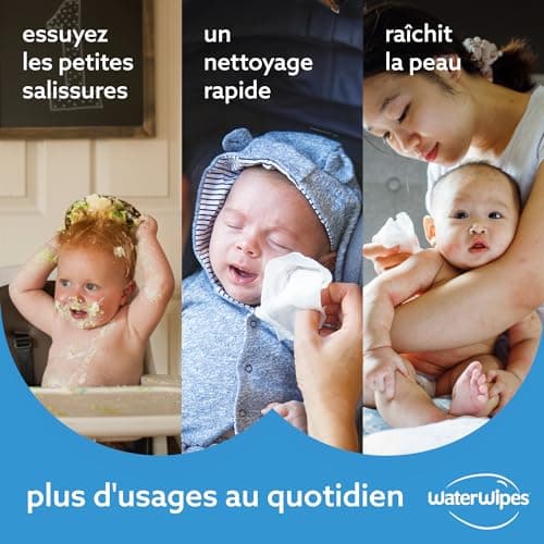 WaterWipes Lingettes Bébés Originales Exemptes De Plastique, 540 Unités (9 Paquets), Lingettes à Base d'Eau à 99,9 %, Non Parfumées pour les Peaux Sensibles