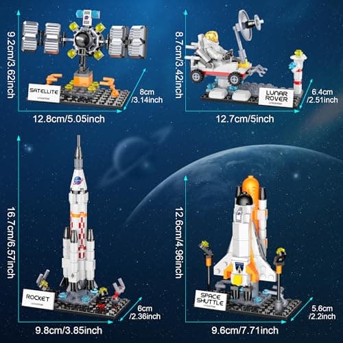 Booyuer Navette Spatiale 8-en-1 Jouet STEM, 415 PCS Kit de Construction Fusée Aérospatiale avec Station Spatiale, Tour de Contrôle et Figurines Astronautes, City Space Cadeau pour Enfants de 6+
