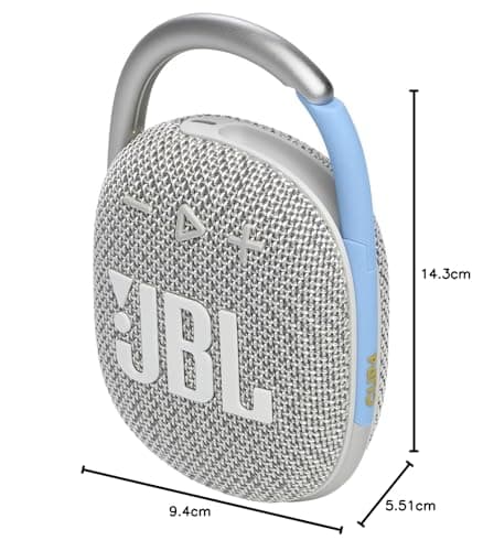 JBL Clip 4 ECO, Enceinte Bluetooth portable, étanche à l'eau et à la poussière, Mousqueton intégré, Autonomie 10h, Blanche