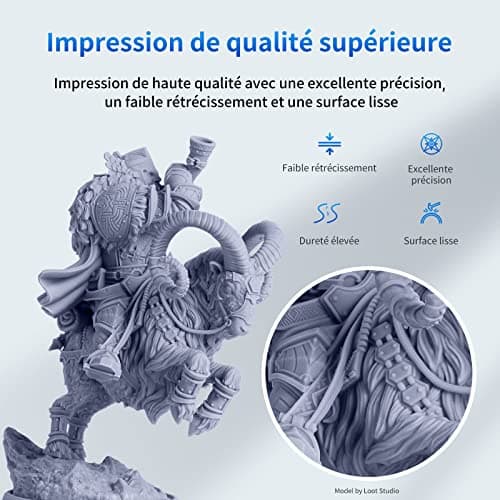 [1000g Résine] ANYCUBIC Résine Imprimante 3D Standard UV 405nm, Durcissement Rapide, avec une Grande Précision et une Excellente Fluidité, Résine Photopolymère pour l'Impression 3D LCD/DLP/SLA (Gris)
